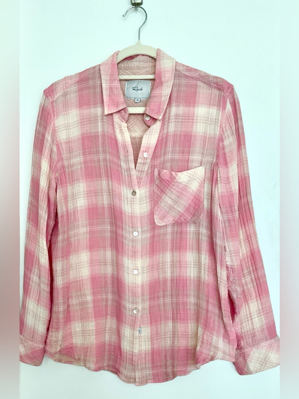 Rails Pink and Cream Plaid Button-Down Shirt